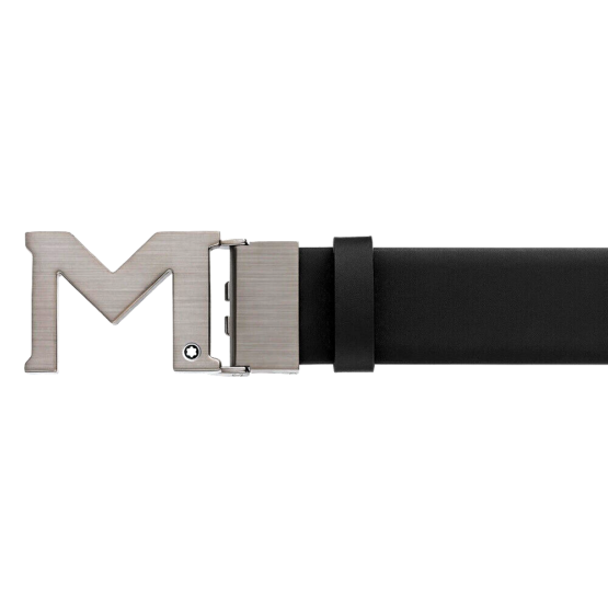 MONTBLANC 129445 CINTURA IN PELLE COLORE NERO CON FIBBIA M CM3,5 - immagine 2