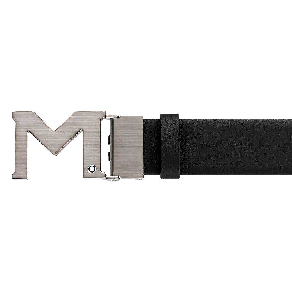 MONTBLANC 129445 CINTURA IN PELLE COLORE NERO CON FIBBIA M CM3,5 - immagine 2