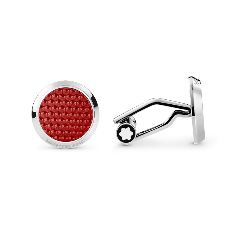 MONTBLANC 130269 GEMELLI UOMO CHIUSURA A SCATTO INSERTO IN LACCA ROSSA