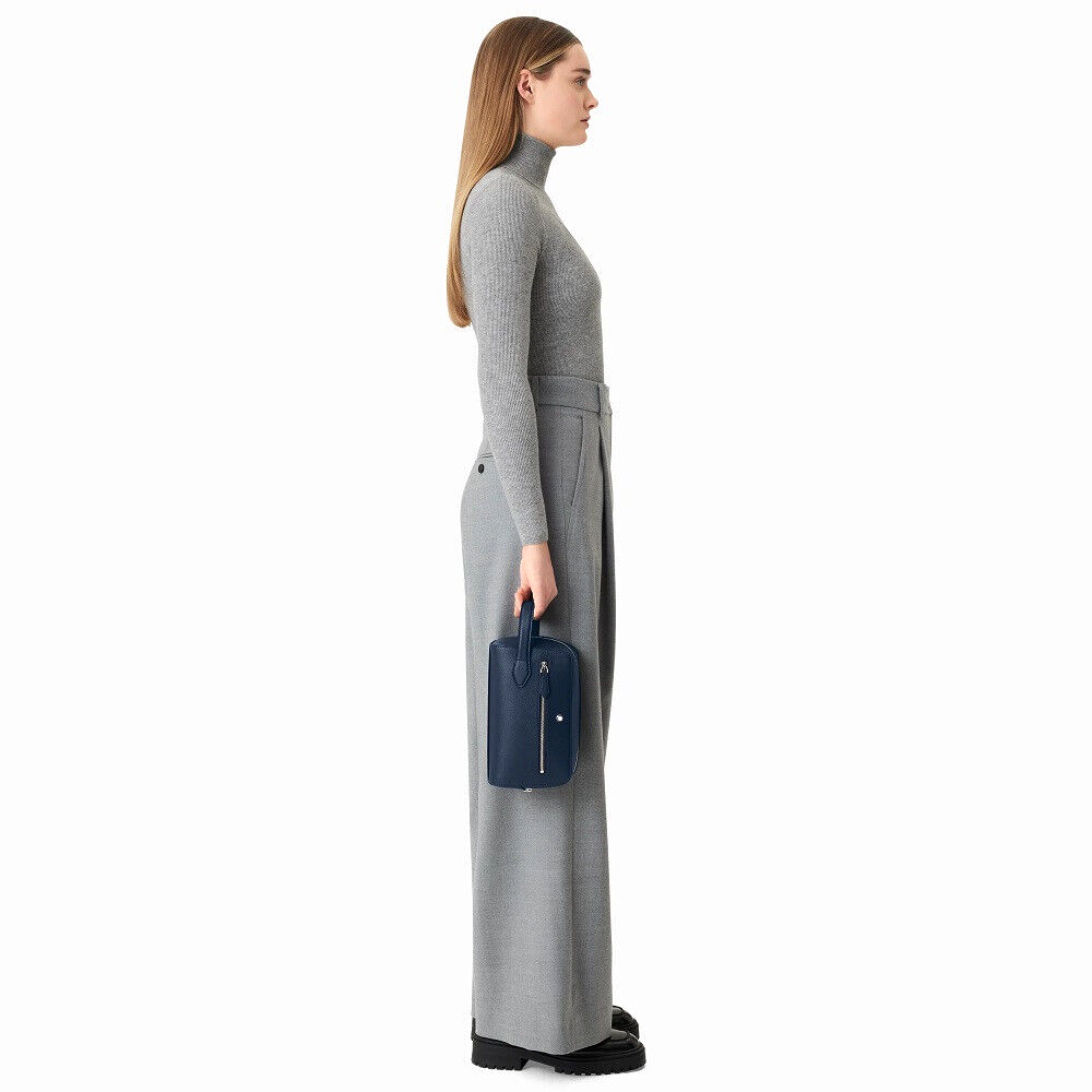 MONTBLANC NEW SARTORIAL 131720 WASH BAG IN PELLE STAMPATA COLORE BLU - immagine 5