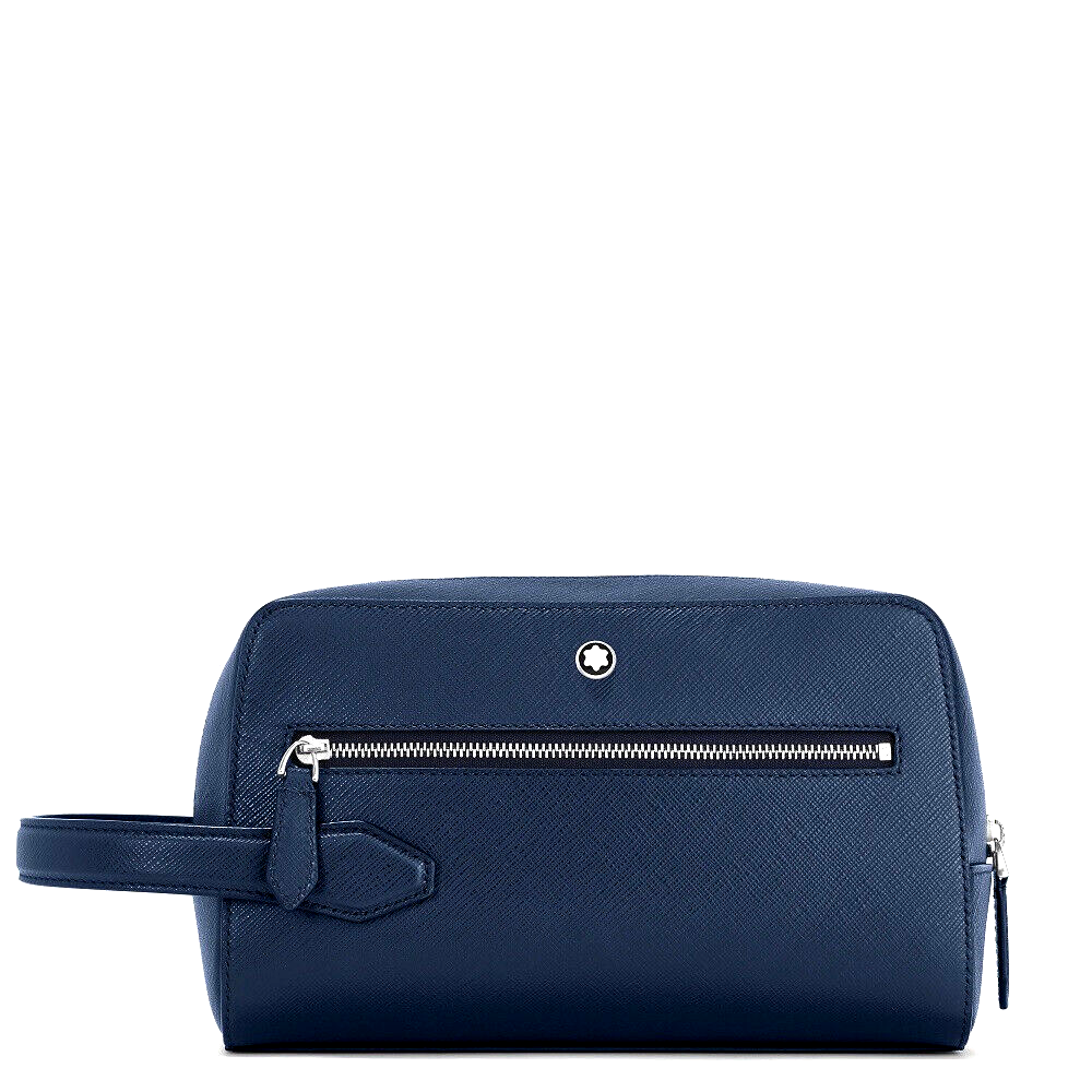 MONTBLANC NEW SARTORIAL 131720 WASH BAG IN PELLE STAMPATA COLORE BLU
