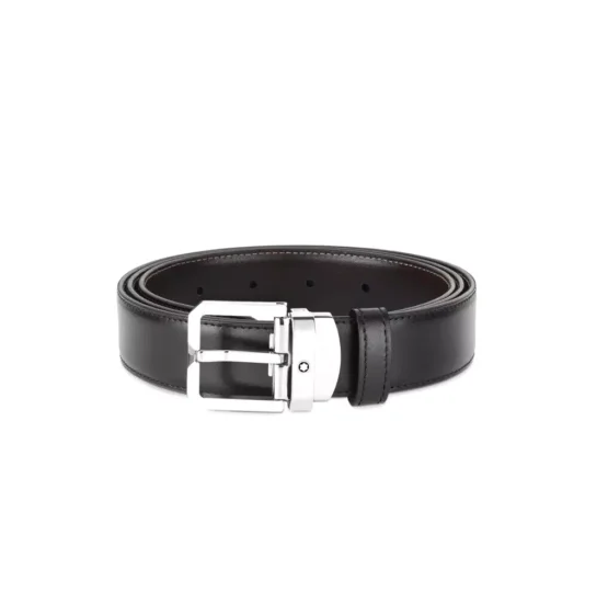 montblanc 132873 cintura doppio colore nero/marrone Fibbia RETTANGOLARE