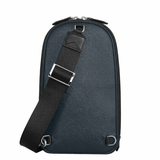 MONTBLANC 220356 BORSA SLING BAG PELLE SAFFIANO BLU TWEED - immagine 7