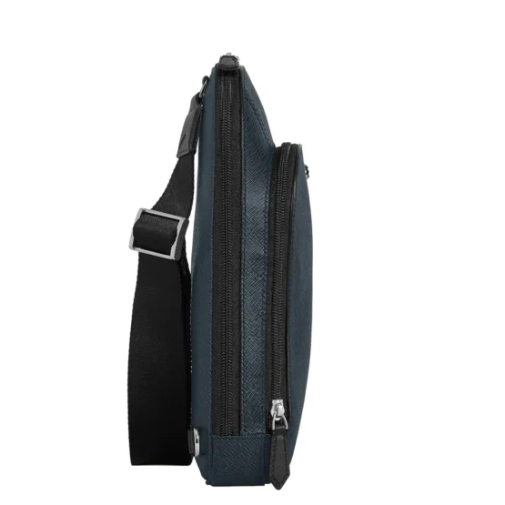 MONTBLANC 220356 BORSA SLING BAG PELLE SAFFIANO BLU TWEED - immagine 2