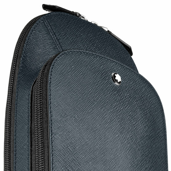 MONTBLANC 220356 BORSA SLING BAG PELLE SAFFIANO BLU TWEED - immagine 6