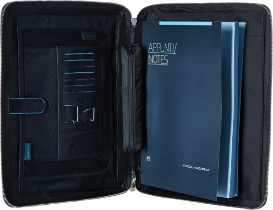 PIQUADRO BLUE SQUARE PB2629B2 BLU2 BORSA PORTABLOCCO A4 PELLE BLU - immagine 2