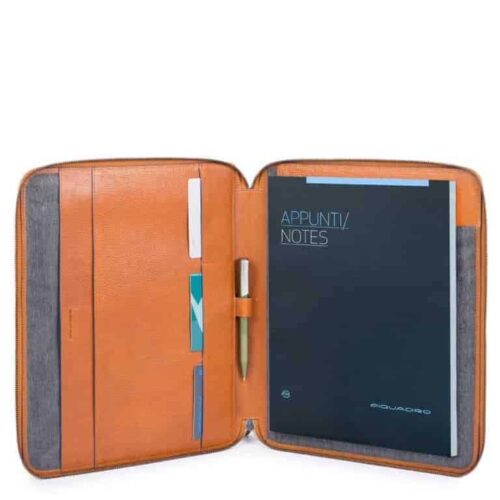 PIQUADRO BLUE SQUARE PB1164B2S CU PORTABLOCCO A4  PELLE  COLORE CUOIO