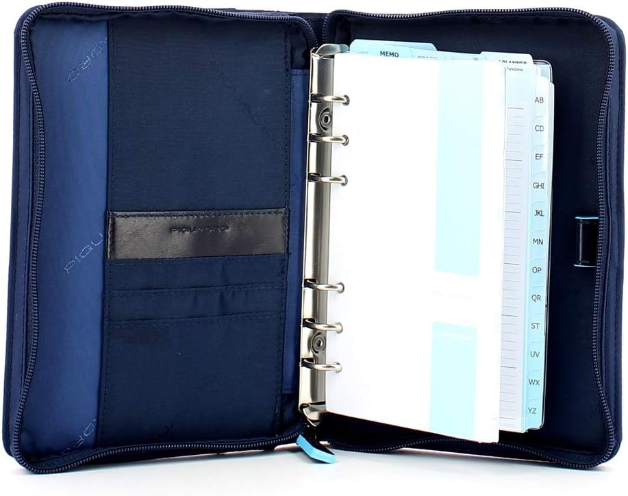 PIQUADRO AG4527CE AGENDA ORGANIZER MEDIA TESSUTO PELLE BLU