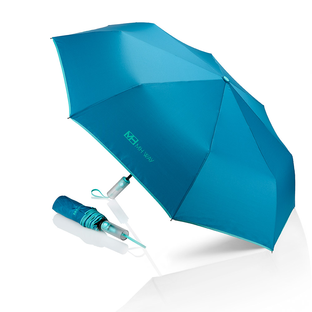 MH WAY Ombrello con Apertura Automatica Turchese/Celeste
