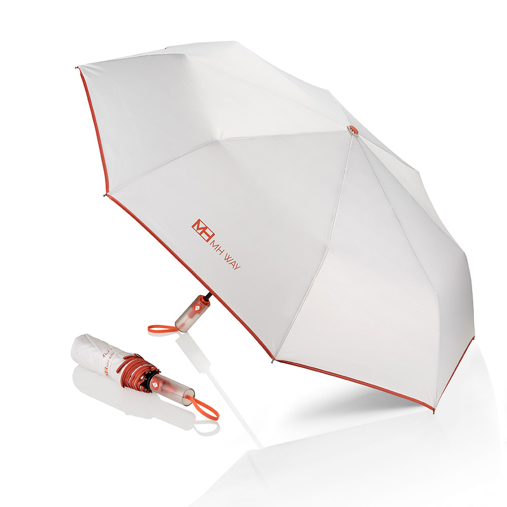 MH WAY Ombrello con Apertura Automatica Bianco/Arancione
