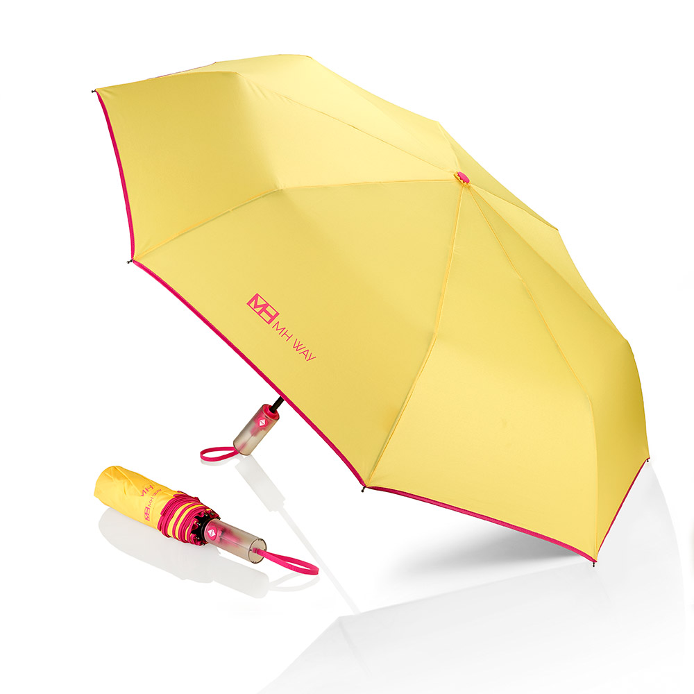 MH WAY Ombrello con Apertura Automatica Giallo/Fuxia